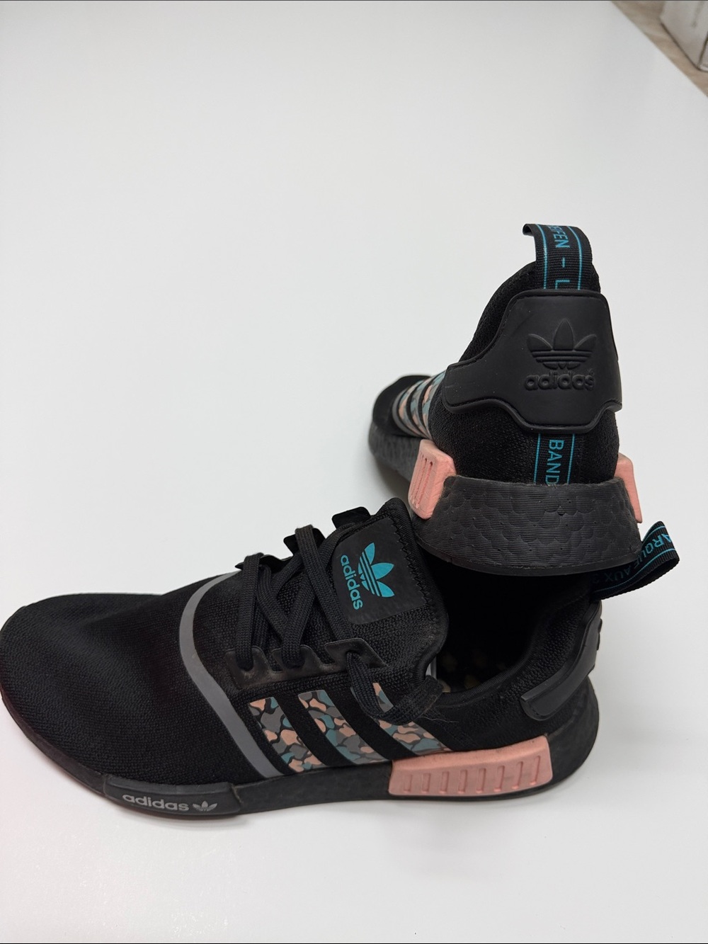 adidas Women’s Black Sneakers with Pink Accents and Teal Logo